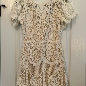 Lulu's Cream Lace Mini Dress